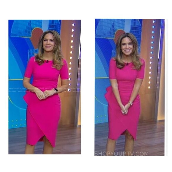 CHIARA BONI LA PETITE ROBE Mimmaly Side-Knot Sheath Faux Wrap Dress FUSCHIA $695 - Picture 10 of 12